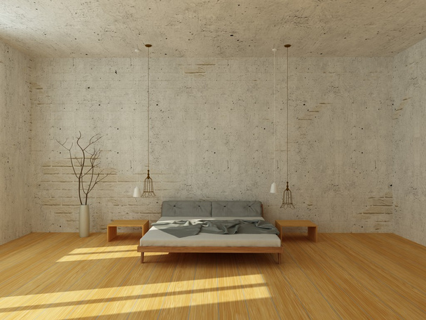 Lichte slaapkamer in moderne Scandinavische stijl - Foto, afbeelding