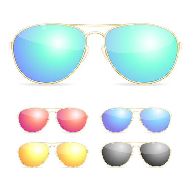 Aviator Colorful Sunglasses Set. Vector - Vector, Image
