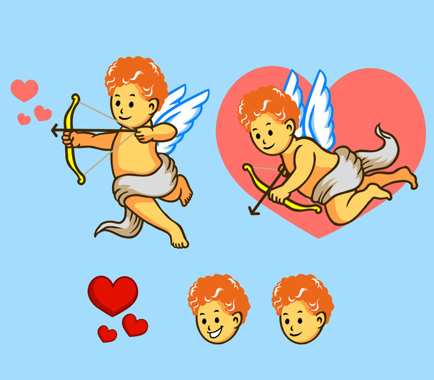 Latający Cupid zestaw - Wektor, obraz