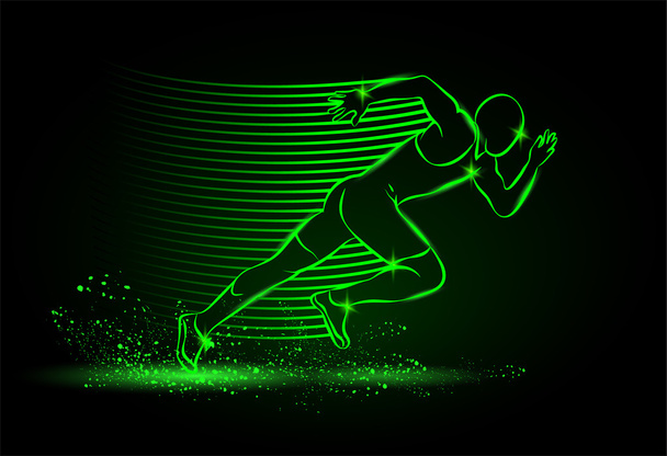Neon running man - Vector, afbeelding