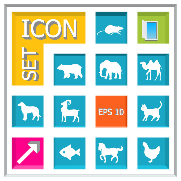 Abstract creative concept vector set of animals icons for web and mobile app isolated on background, art illustration template design, business infographic and social media, symbol. - Vector, Imagen