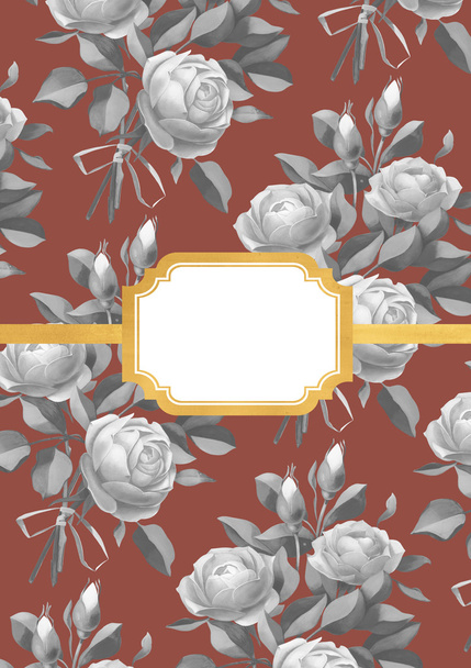 gift card or book cover with roses - Zdjęcie, obraz