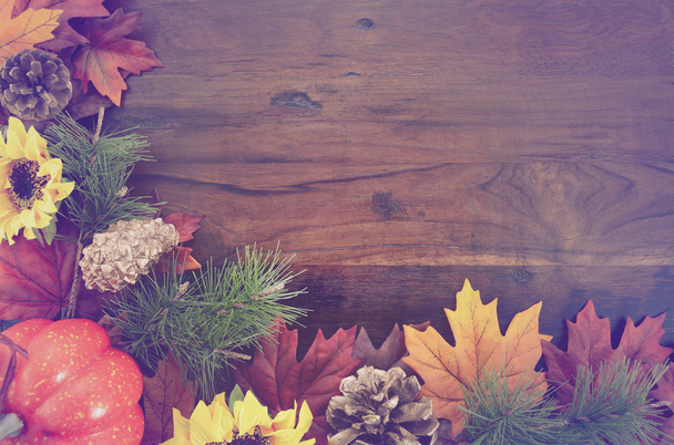 Herfst herfst rustieke houten achtergrond.  - Foto, afbeelding