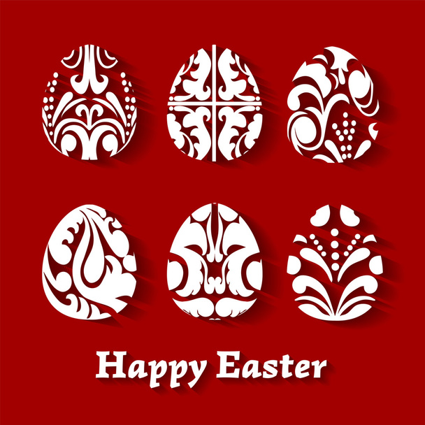 Easter paper cut eggs set - Vetor, Imagem