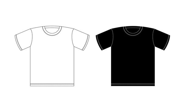 T-shirt preto e branco sobre um fundo branco. Padrão de vestuário
  - Vetor, Imagem