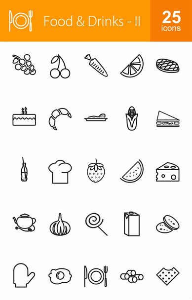 conjunto de iconos de alimentos y bebidas - Vector, imagen