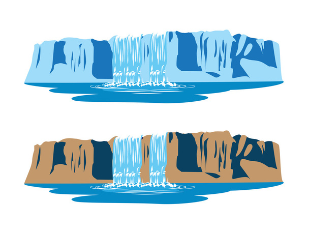 Горные водопады
 - Вектор,изображение