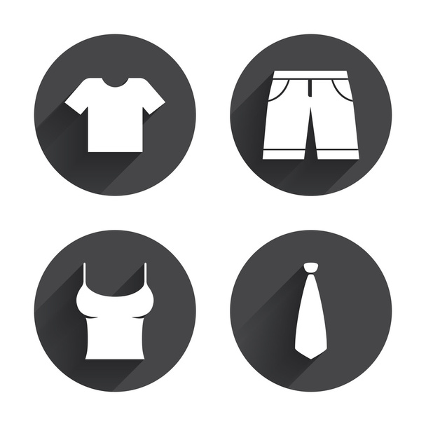 Clothes signs. T-shirt and pants with shorts. - ベクター画像