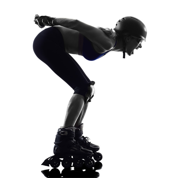woman in roller skates  silhouette - Fotoğraf, Görsel