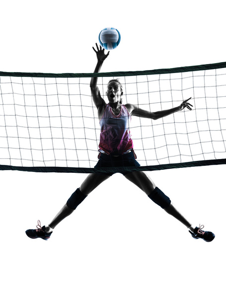 nő röplabda játékos elszigetelt sziluett - Fotó, kép