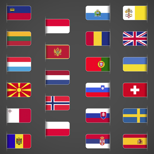 Wereld vlaggen collectie, Europa, deel 2. - Vector, afbeelding