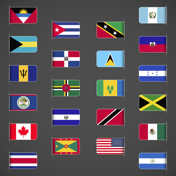 World zászlók gyűjtemény, Észak- és Közép-Amerika. - Vektor, kép