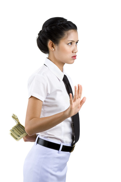 vrouw verbergen geld - Foto, afbeelding