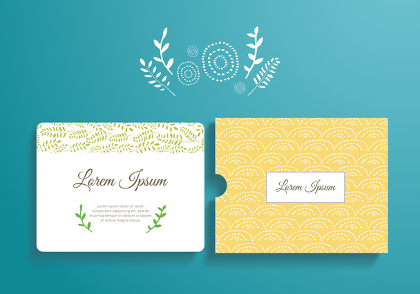 Template card and envelope for wedding, marriage, bridal, birthd - Vector, imagen