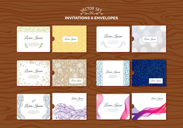 Set of Wedding Invitations with Envelopes - Vector, Image