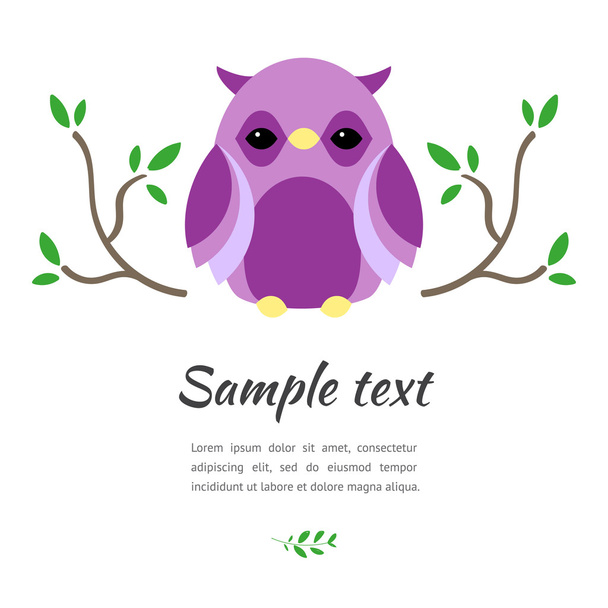 owl on branch - Вектор, зображення