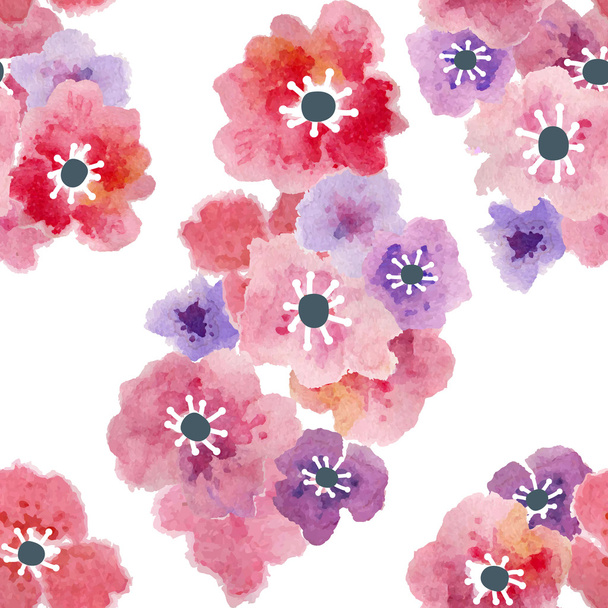 Anemones and Poppies Seamless Pattern - Vector, Image