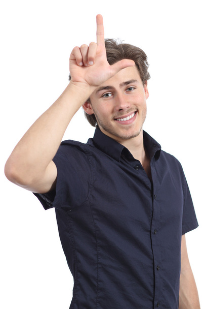 Homem fazendo gesto perdedor com a mão
 - Foto, Imagem
