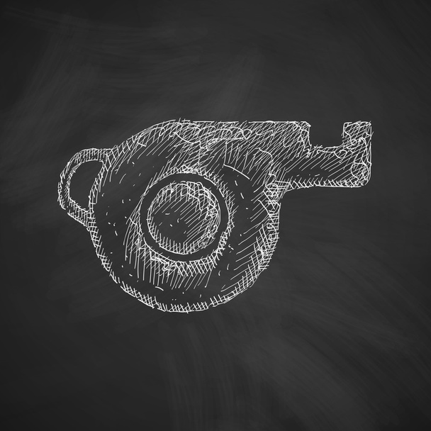 Whistle pictogram op schoolbord - Vector, afbeelding