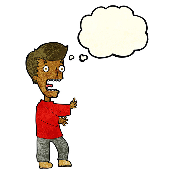 cartoon terrified man with thought bubble - Vector, Image