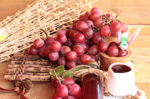 Bunch of grapes fruit  juicy fresh delicious and red wine. - Photo, Image