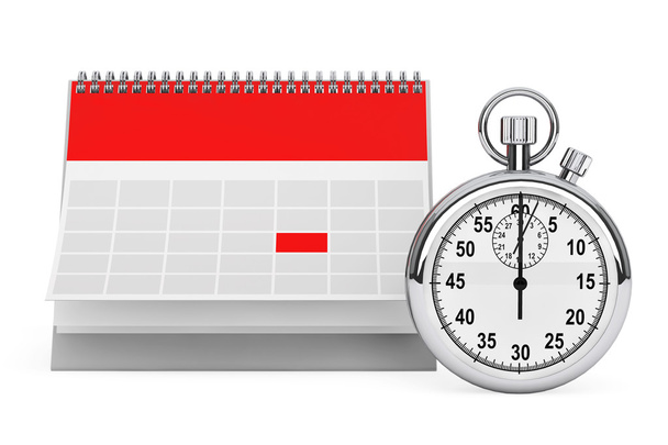 Blanco papier kalender met stopwatch - Foto, afbeelding