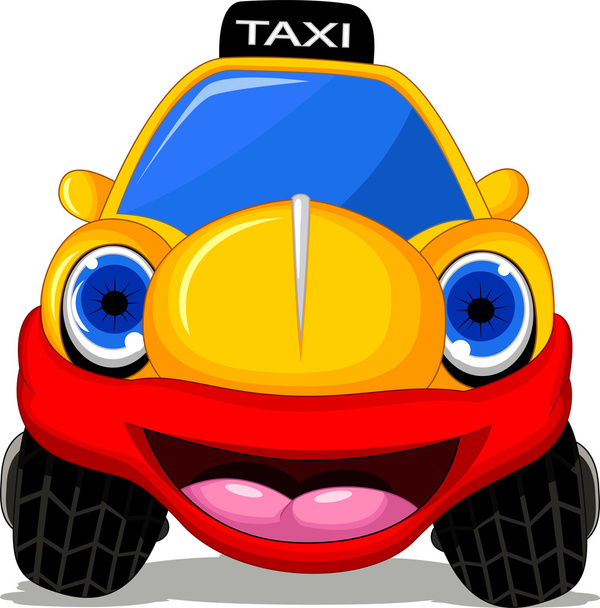 Cartoon taxi car with red smile for transportation design - Vector, Image