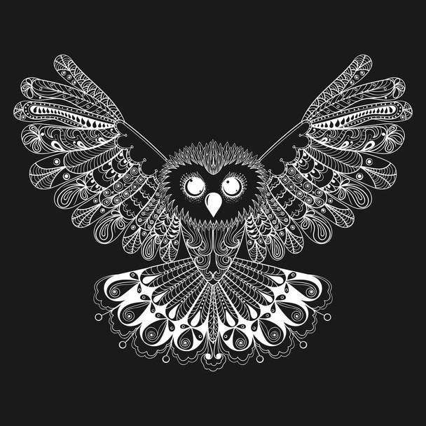 Zentangle stylized White Owl. Hand Drawn vector illustration iso - Vektör, Görsel