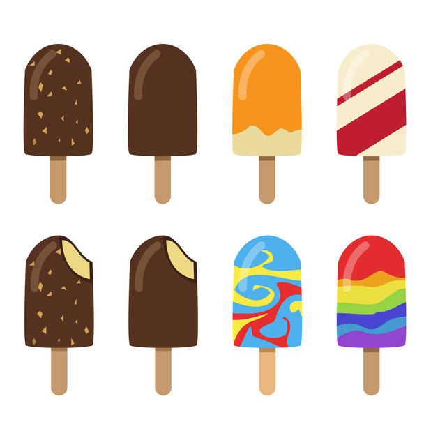 Set of ice cream bar in flat style - Vector, Image