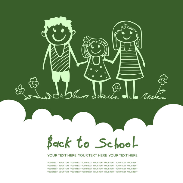 Back to school. Parents are a child in school. happy child, Mom  - Vector, Image