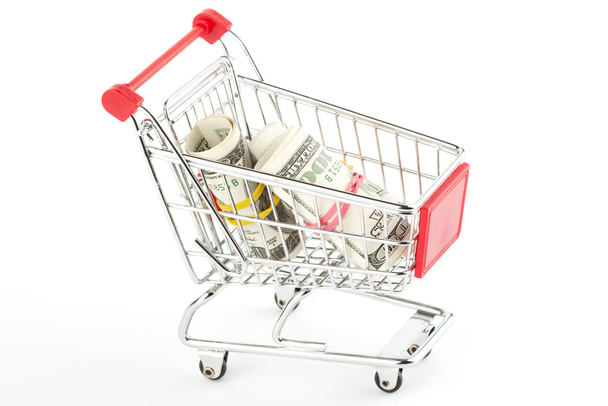 Shopping cart and dollars - Foto, imagen