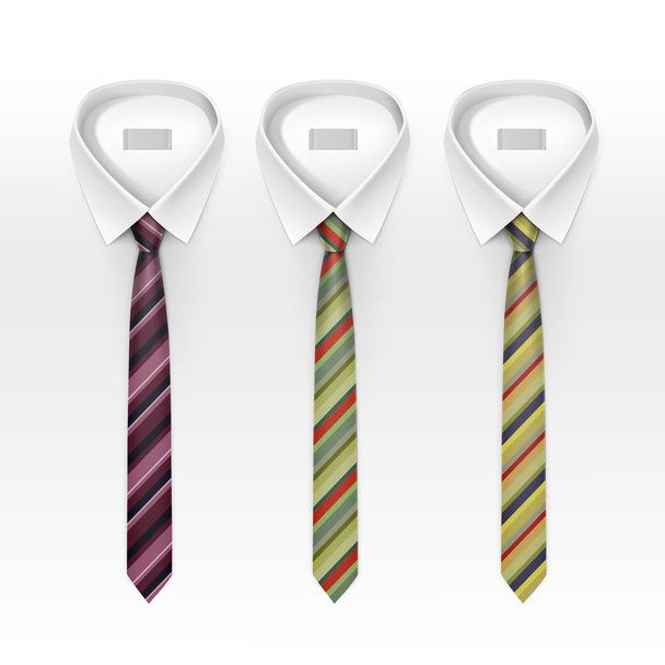Ensemble de cravates de soie et d'arc de couleur rayées attachées vecteur
 - Vecteur, image