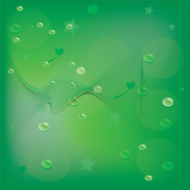 Green abstract background With drops illustration - Wektor, obraz