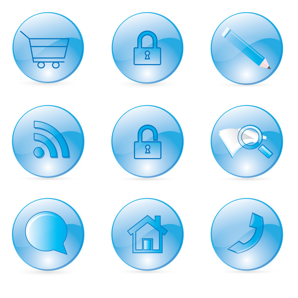 niebieskie ikony dla sieci web shop.for - Wektor, obraz