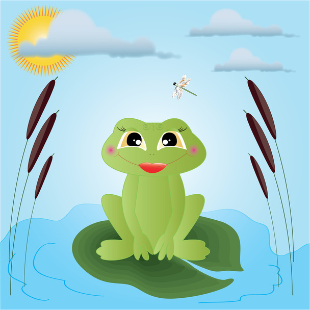 Frosch-Illustration für Postkarten und Kinderseiten - Vektor, Bild