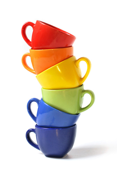 Seis copos coloridos
 - Foto, Imagem