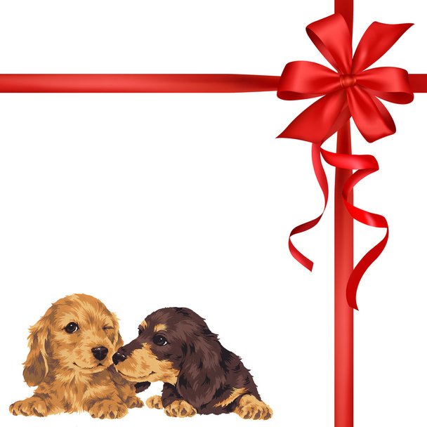 Illustration of dog and ribbon - Photo, Image