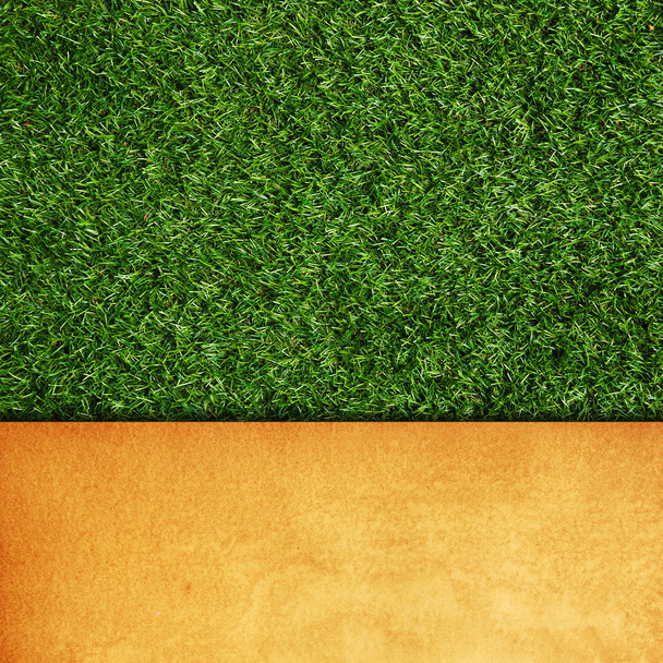 Wall Background on green grass - Foto, afbeelding
