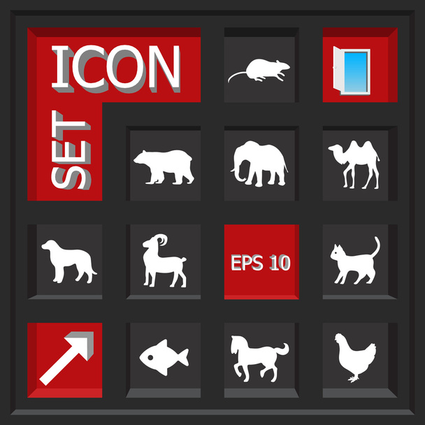 Abstract creative concept vector set of animals icons for web and mobile app isolated on background, art illustration template design, business infographic and social media, symbol. - Vector, Imagen