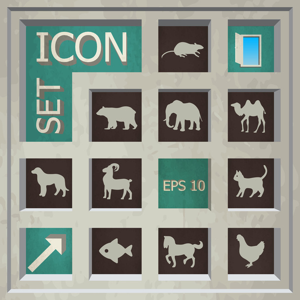 Abstract creative concept vector set of animals icons for web and mobile app isolated on background, art illustration template design, business infographic and social media, symbol. - Vektor, Bild