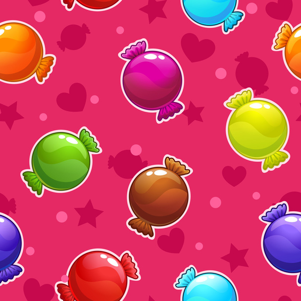 Seamless pattern with cartoon colorful candies - ベクター画像