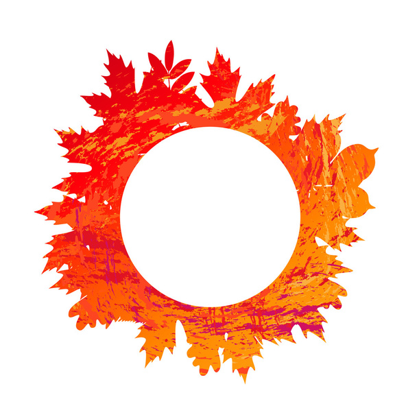 vector frame with autumn leaves in grunge style - Vektori, kuva