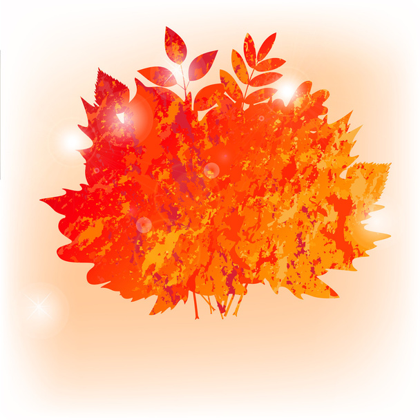 vector autumn bouquet made of maple and other leaves in grunge style - Vektori, kuva
