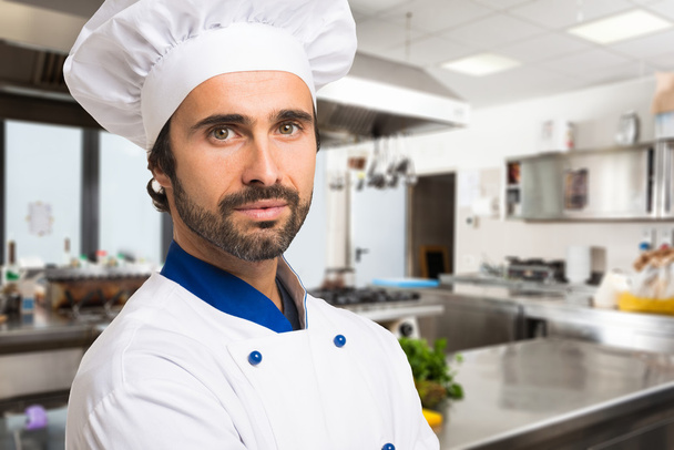 handsome chef in kitchen - Φωτογραφία, εικόνα