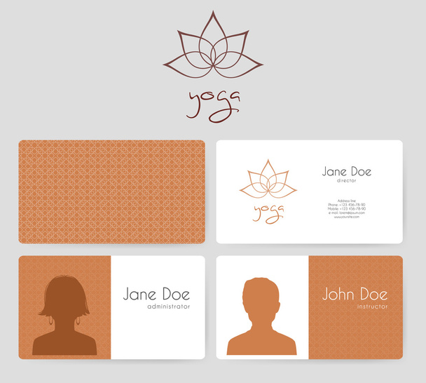 Logo y tarjetas de visita para estudio de yoga
 - Vector, Imagen