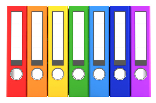 Rainbow color file folders isolated on white background - Photo, Image