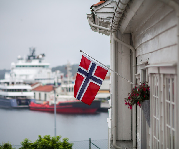 Küçük bir Norveç bayrağı - Fotoğraf, Görsel