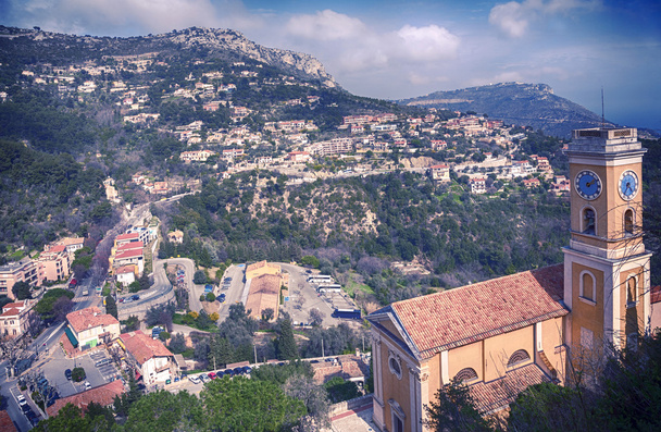 panorama com vista para a Igreja de Eze, pequena aldeia perto de Nice
 - Foto, Imagem