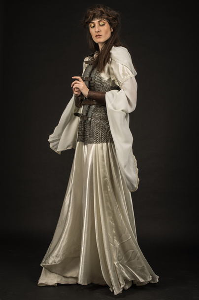 Girl in medieval beautiful dress - Фото, зображення