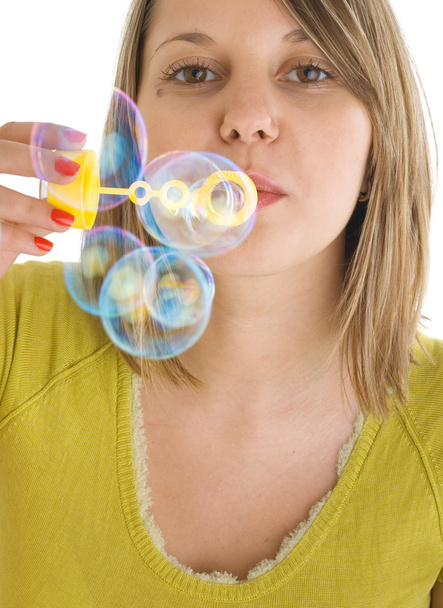 woman Blowing bubbles - Φωτογραφία, εικόνα
